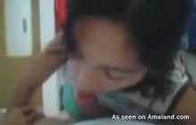 Slim Latina GF sucking cock in POV video